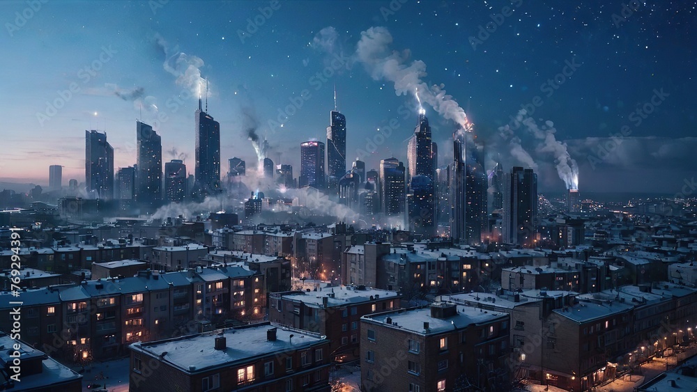 Fototapeta premium city skyline pollution