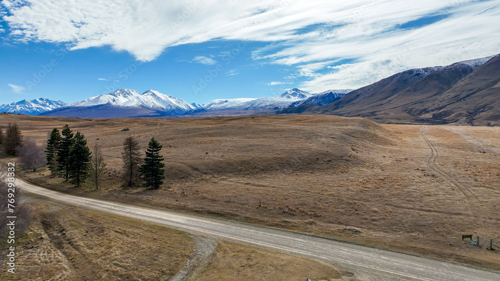 Aerial views of the alpine Lake Camp in NZ South island Ashburton conservation park Aerial views of the alpine Lake Camp in NZ South island Ashburton conservation park