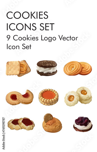 Cookies logo vector icon set