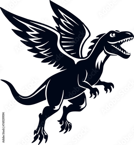 flying t-rex logo illustration design.