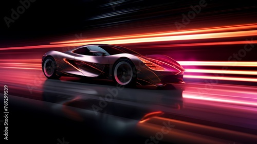 Digital speed car racing at night with light abstract graphic poster web page PPT background © jinzhen