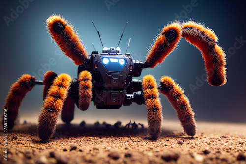 Macro robot like tarantula Sci-fi style wallpaper