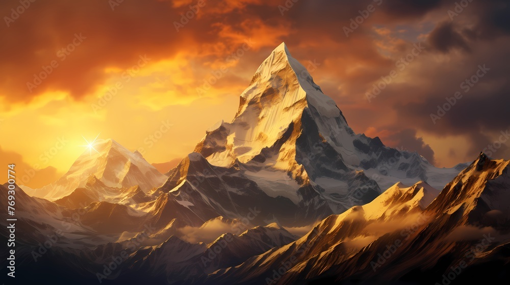 golden mountain top landscape wallpapers illustration abstract art decorative painting background