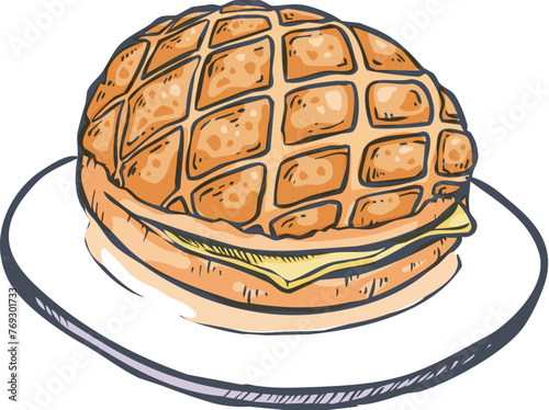 hand drawn pineapple bun