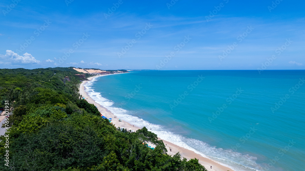 Fototapeta premium Aerial view of Madeiro beach, in Pipa, Natal, Rio Grande do Norte, Brazil