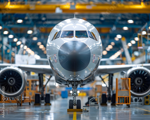 Wallpaper Mural Modern Passenger Jet in Aircraft Assembly Facility Torontodigital.ca