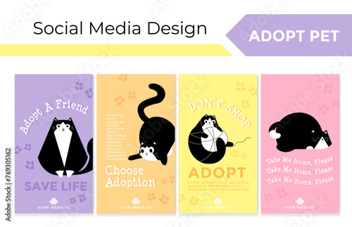 Colorful network story set for pet adoption promo