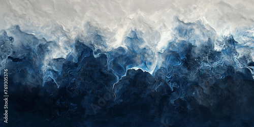 A large wave with a blue and white background