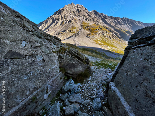 Bunker second world war Panoramic Mountain Views, Vanoise National Park, Hautes Alps, France photo