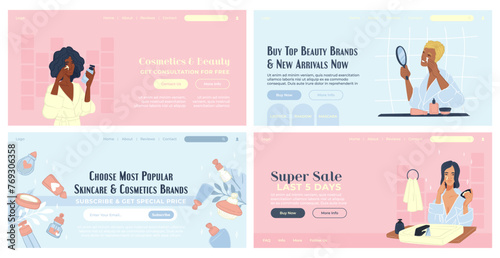 Landing page collection for cosmetic store ad