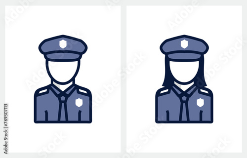 Police and Policewoman icon vector. Signs and symbol for websites, web design, mobile app on white background