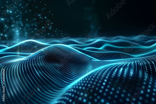 Mesmerizing Futuristic Neon Waves - Abstract Glowing Dark Background with Captivating Lines and Dynamic Curves
