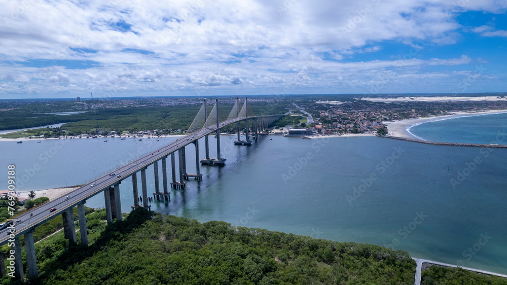 Aerial view of the Newton Navarro Bridge, in Natal, Rio Grande do Norte, Brazil.