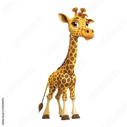 Cartoon cute giraffe isolated on transparent background png