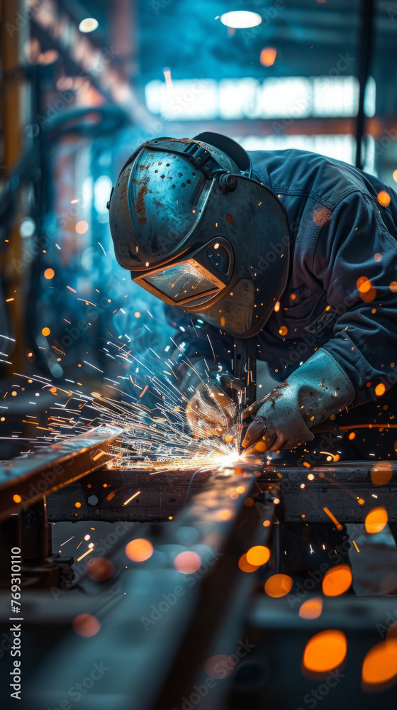 A skilled welding in Metal worker. A skilled welding in Metal worker.