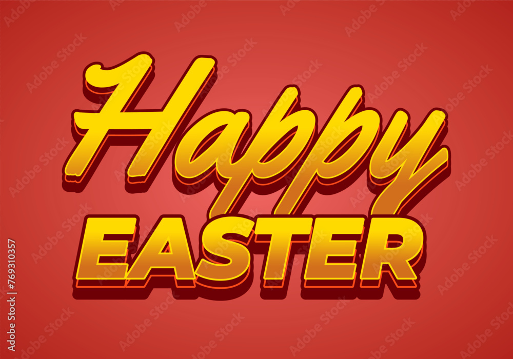 Happy easter. Text effect design in eye catching colors and 3 dimension style