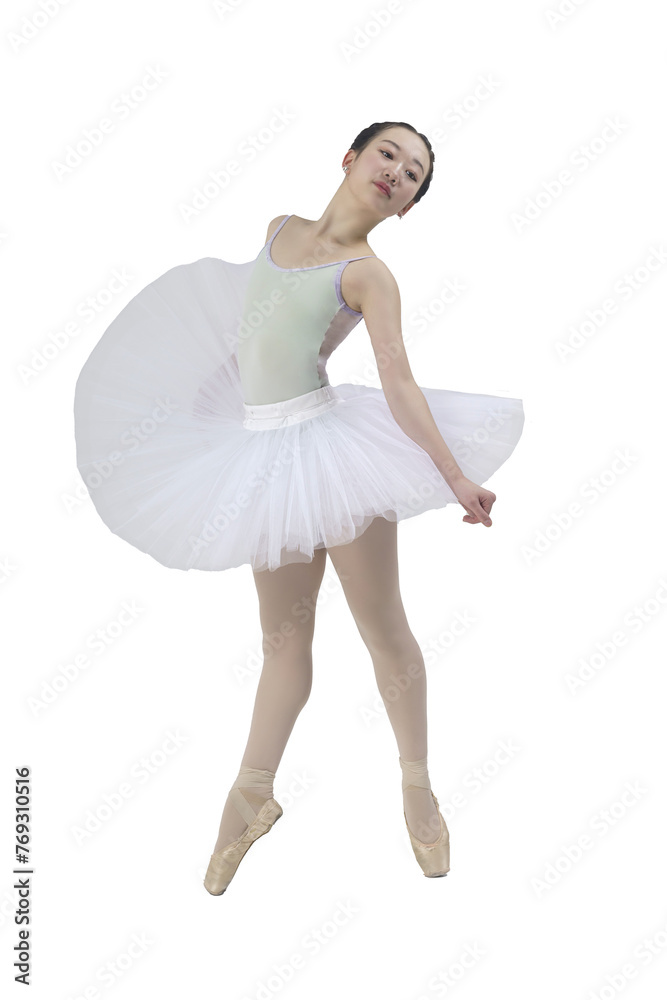 young Japanese ballerina poses in a photo studio with ballet elements showing stretching and plasticity, isolated on transparent background, png young Japanese ballerina poses in a photo studio with ballet elements showing stretching and plasticity, isolated on transparent background, png