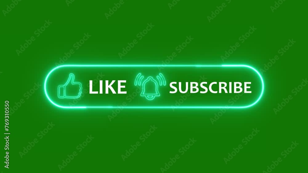 Like And Subscribe_Cyan Neon Style With Green Screen Like And Subscribe_Cyan Neon Style With Green Screen