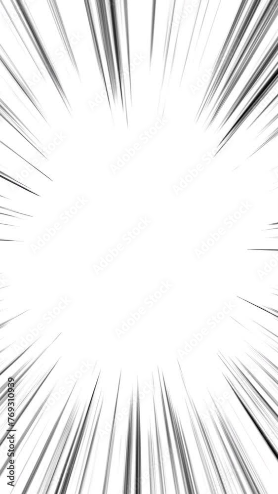 マンガの集中線の効果、放射線の白黒のアニメーション縦長ビデオ マンガの集中線の効果、放射線の白黒のアニメーション縦長ビデオ