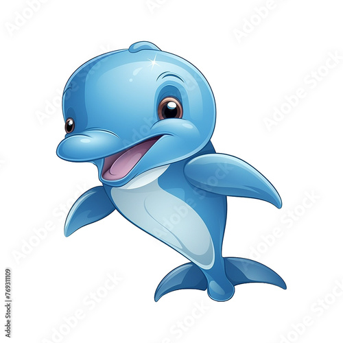 Cute cartoon dolphin isolated on transparent background png