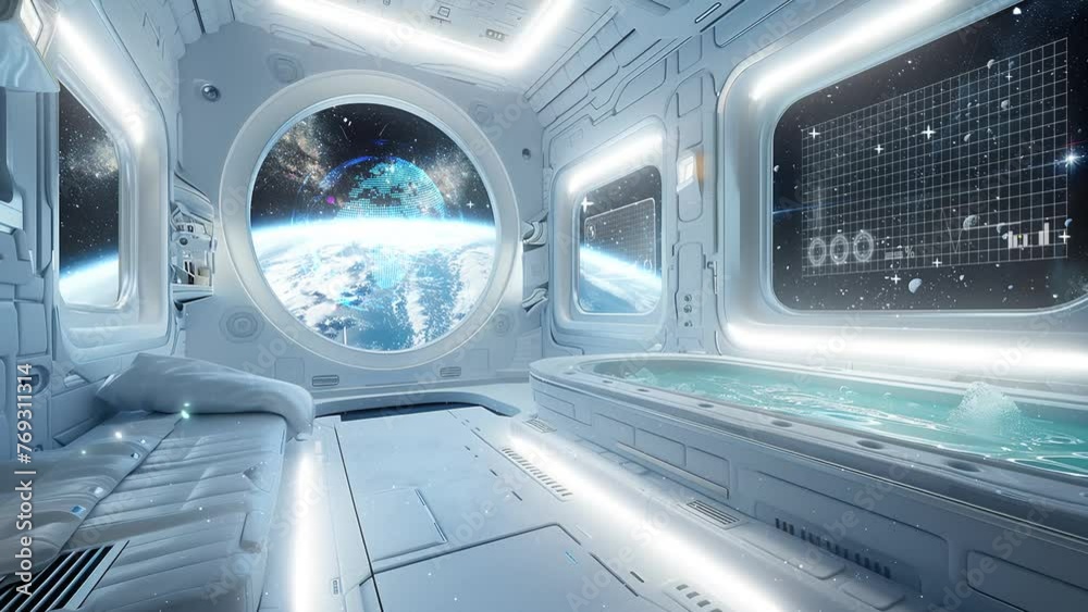 celestial escape luxuriate in a state of the art spaceship. seamless looping overlay 4k virtual video animation background celestial escape luxuriate in a state of the art spaceship. seamless looping overlay 4k virtual video animation background