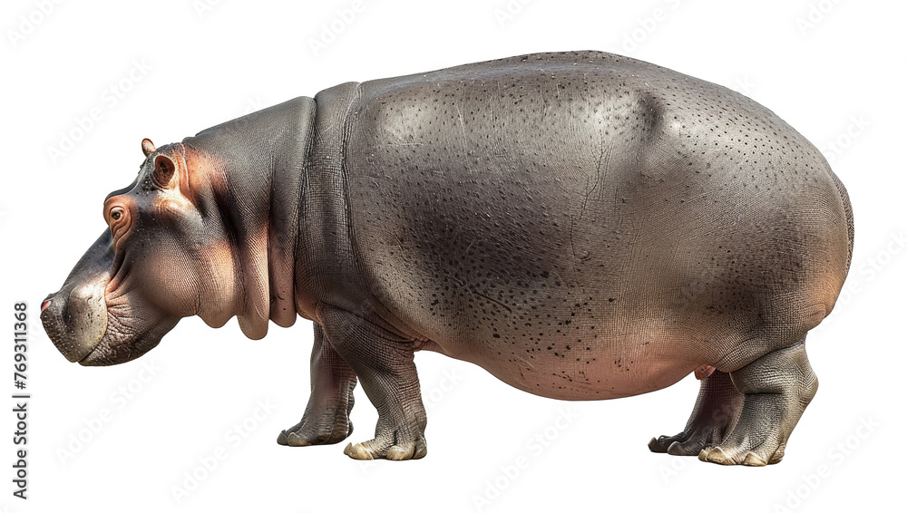 Fototapeta premium Hippo isolated on transparent background, side view