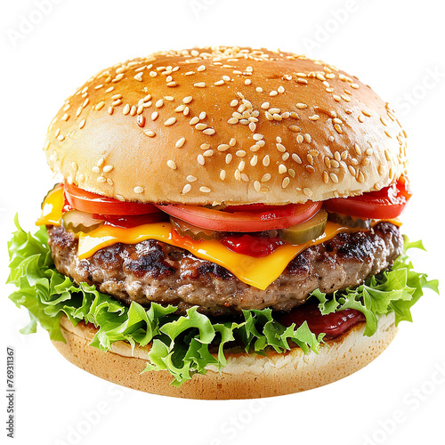 Fresh burger isolated on transparent background png