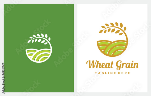 Grain Wheat Organic Farm logo design template inspiration