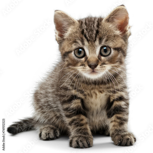 Little striped kitten on transparency background PNG  © Sim