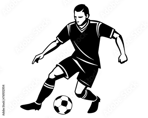 Fototapeta Naklejka Na Ścianę i Meble -  soccer player kicking ball silhouette