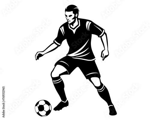 Fototapeta Naklejka Na Ścianę i Meble -  soccer player kicking ball silhouette