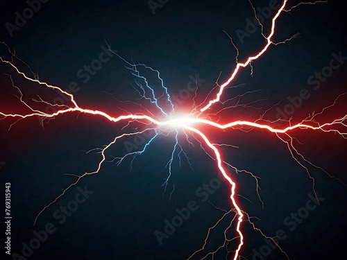 The opposition concept is represented by a lightning bolt, with red and blue colours denoting a confrontation or struggle design.