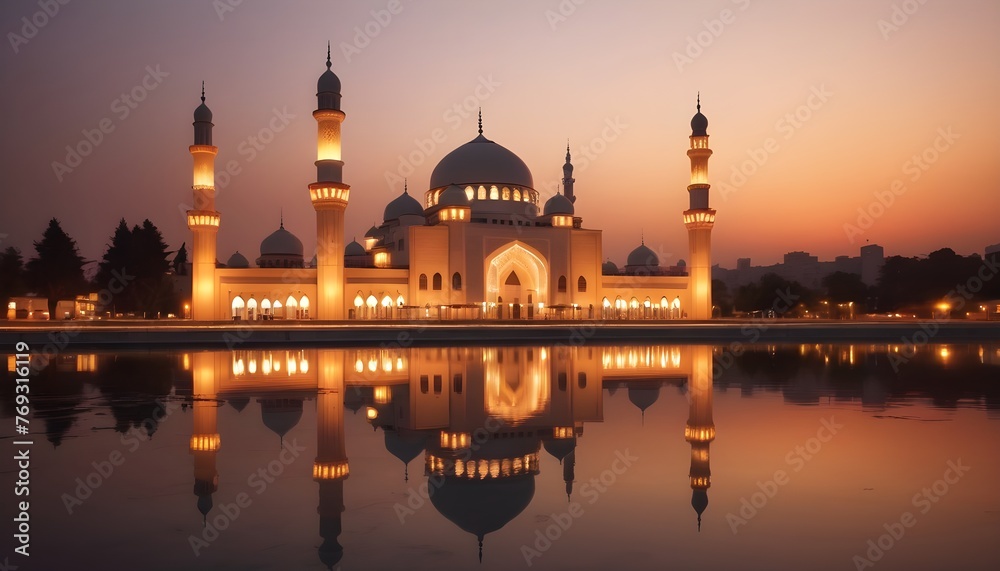 Sunset View of The Beautiful Mosque