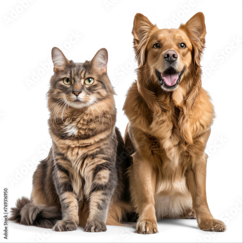 cat and dog sitting on transparency background PNG 