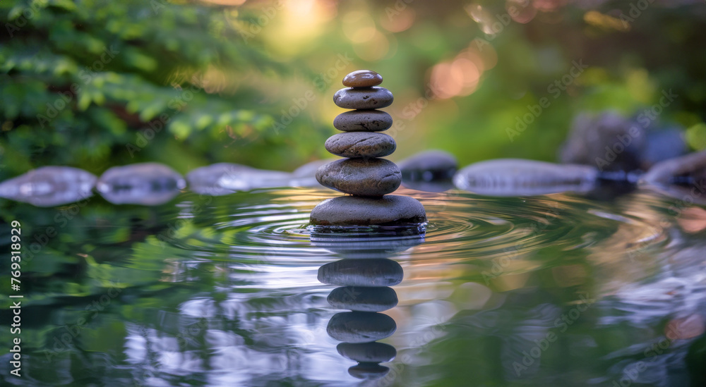 Obraz premium Zen stones balanced in serene water