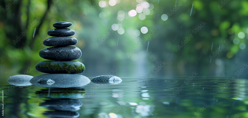Obraz premium Zen stones balanced in serene water
