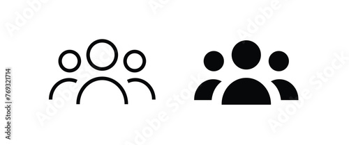 3 people line Icon isolated on white background. Crowd sign. 3 three Persons symbol for your web site design, logo User Set, Men, Women person id business icons, button, vector, editable stroke, flat 