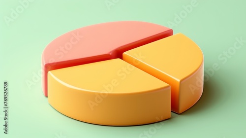 A 3D pie chart icon illustrating data, on a pastel chartreuse background
