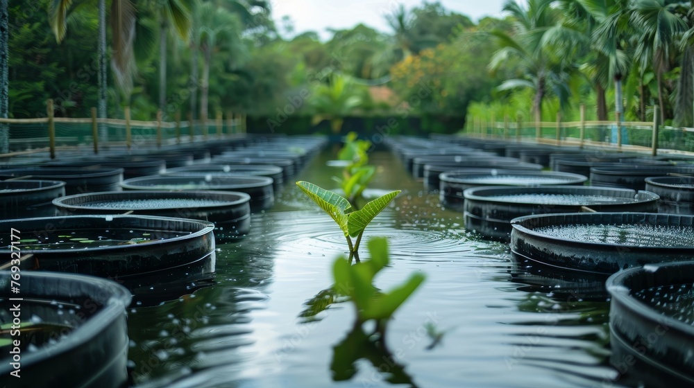 Aquaculture Farm modern aquaculture farm with fish tanks or ponds Aquaculture Farm modern aquaculture farm with fish tanks or ponds