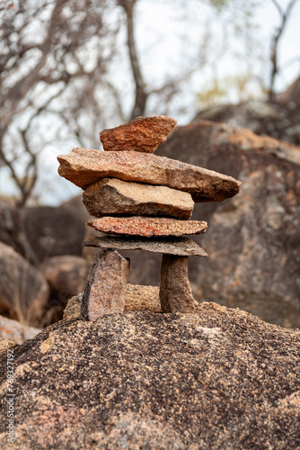 cairn pile of seven stack stones photo