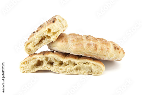 Toasted pita bread isolated on a white background