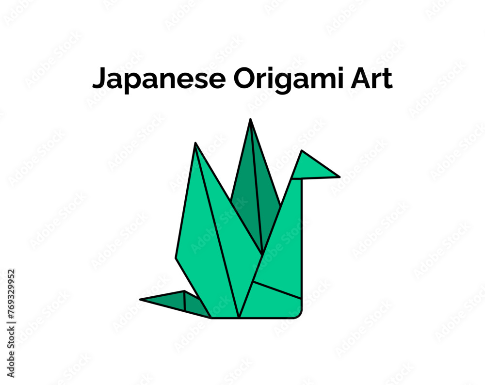 Iconic Japanese symbol and mascot in cartoon style. Japanese origami art illustration. Iconic Japanese symbol and mascot in cartoon style. Japanese origami art illustration.