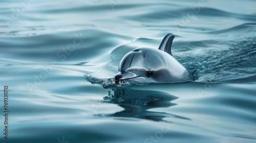 Vaquita, porpoise species in the ocean. AI Generated photo