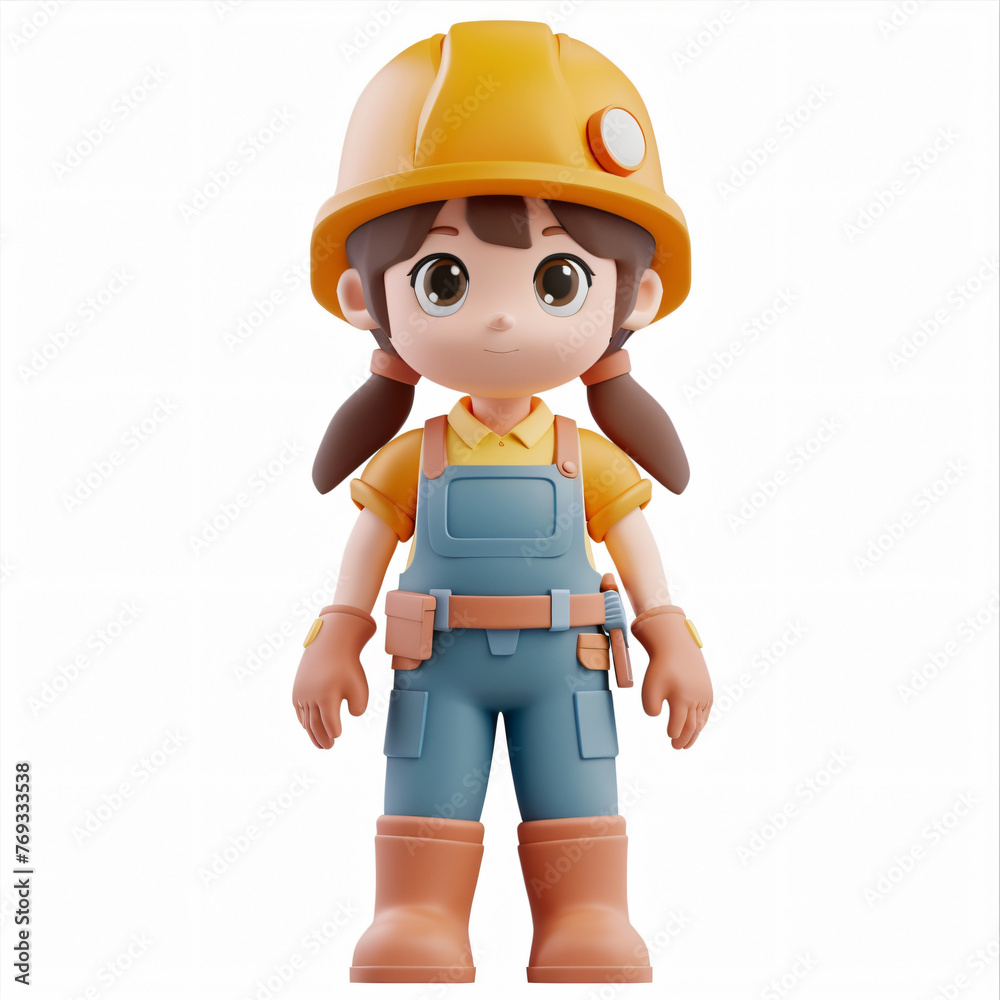 3d render icon of girl workers cartoon plastic generated AI 3d render icon of girl workers cartoon plastic generated AI