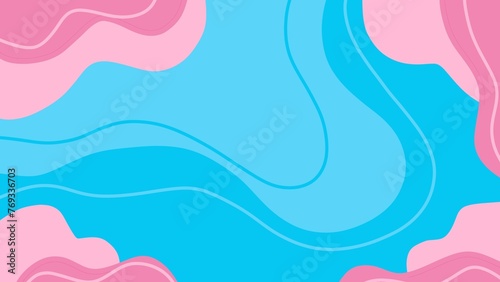 abstract blue background with pink waves. Summer and spring design.