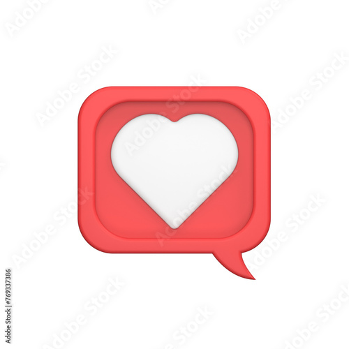a heart shaped button with a speech bubble