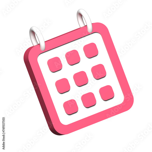 a pink and white square shaped object with a white background