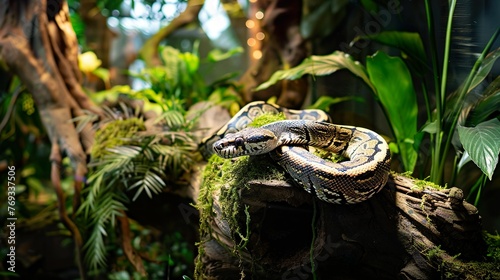 Python snake in his terrarium photo
