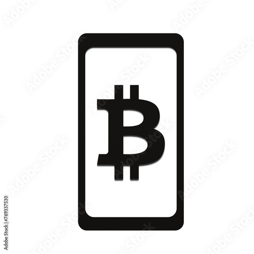 a bitcoin sign in a black frame