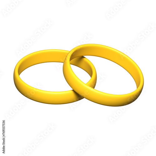 two yellow wedding rings sitting next to each other